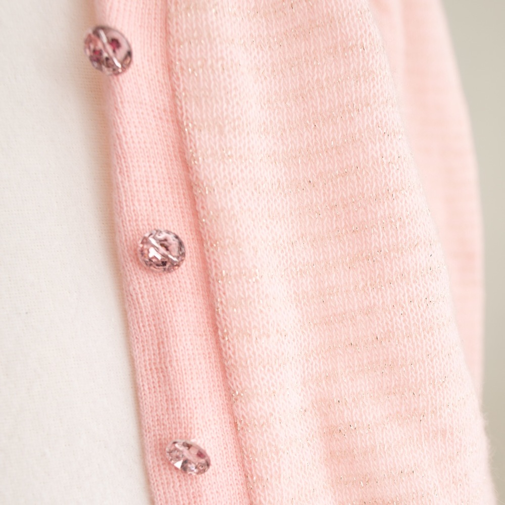 Pink with Gold Metallic Thread Cardigan - Picture 3 of 4